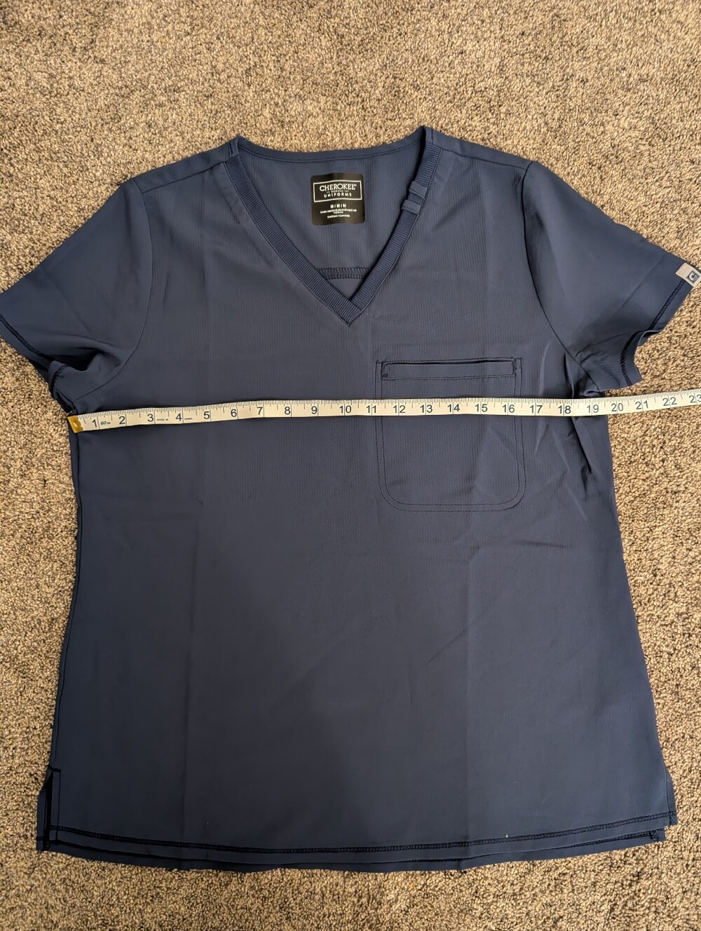 Women's Cherokee Navy V-Neck Scrub Top EUC Size Medium